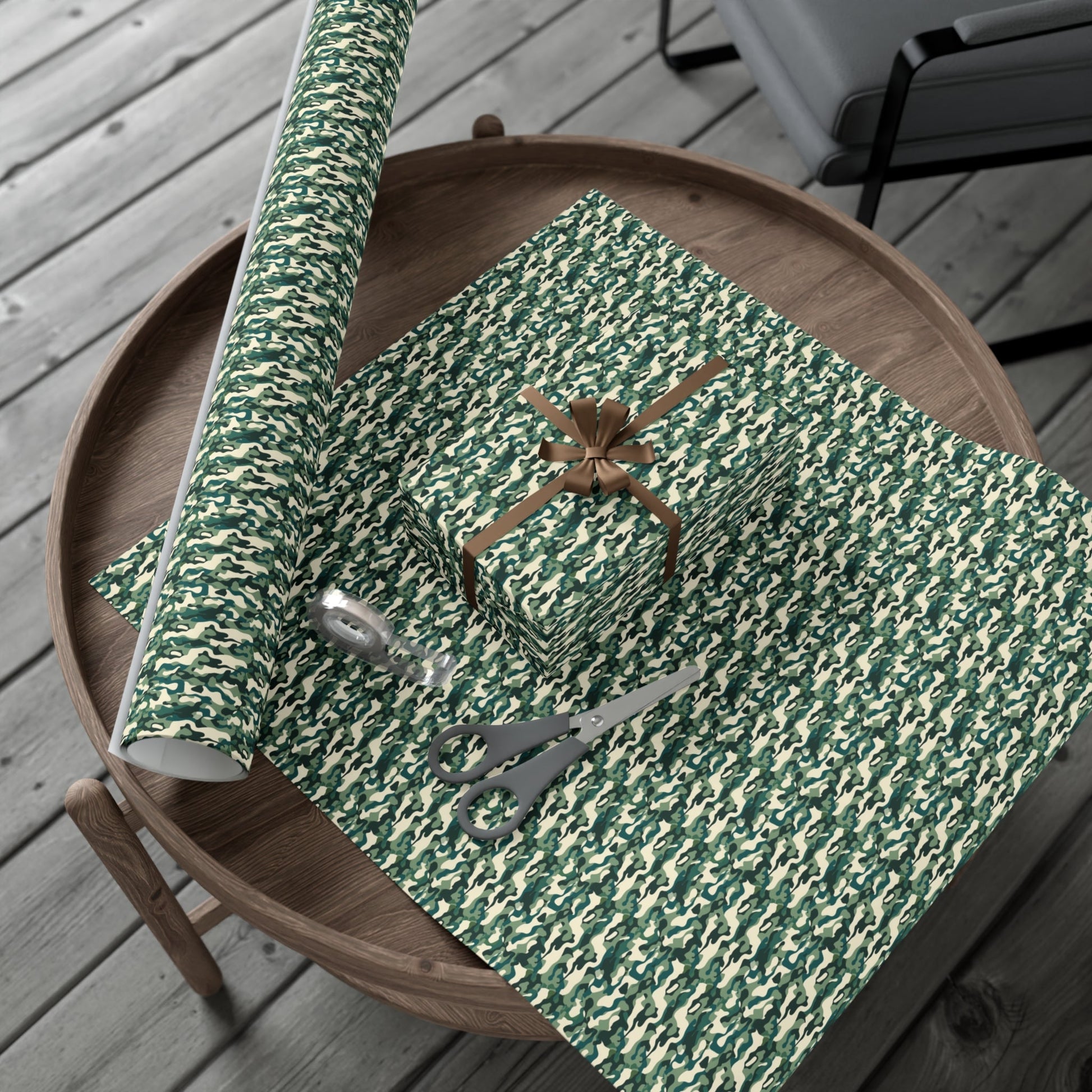 Green Military Camo Gift Wrap Paper - miles to shore