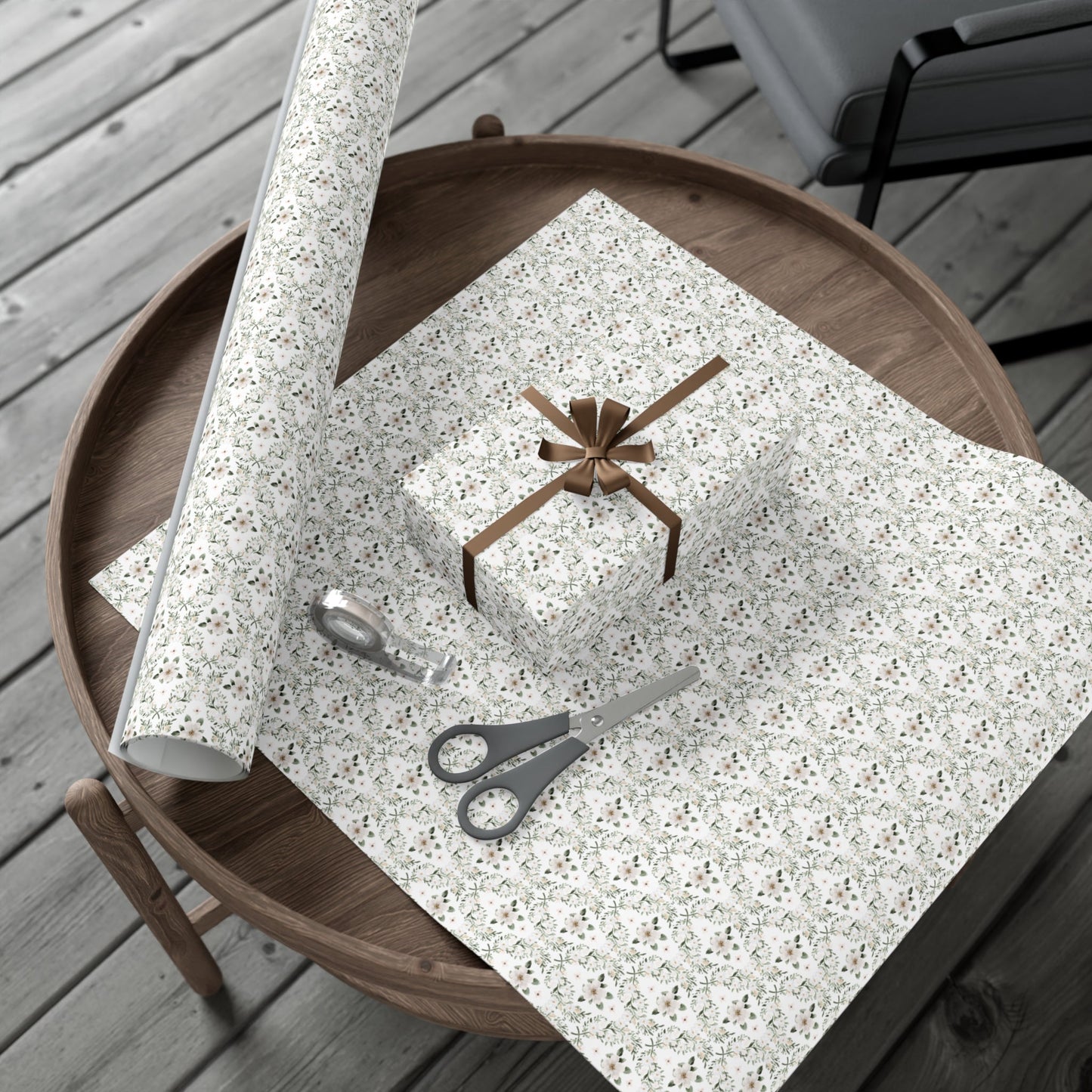 White Flowers Gift Wrap Papers - miles to shore