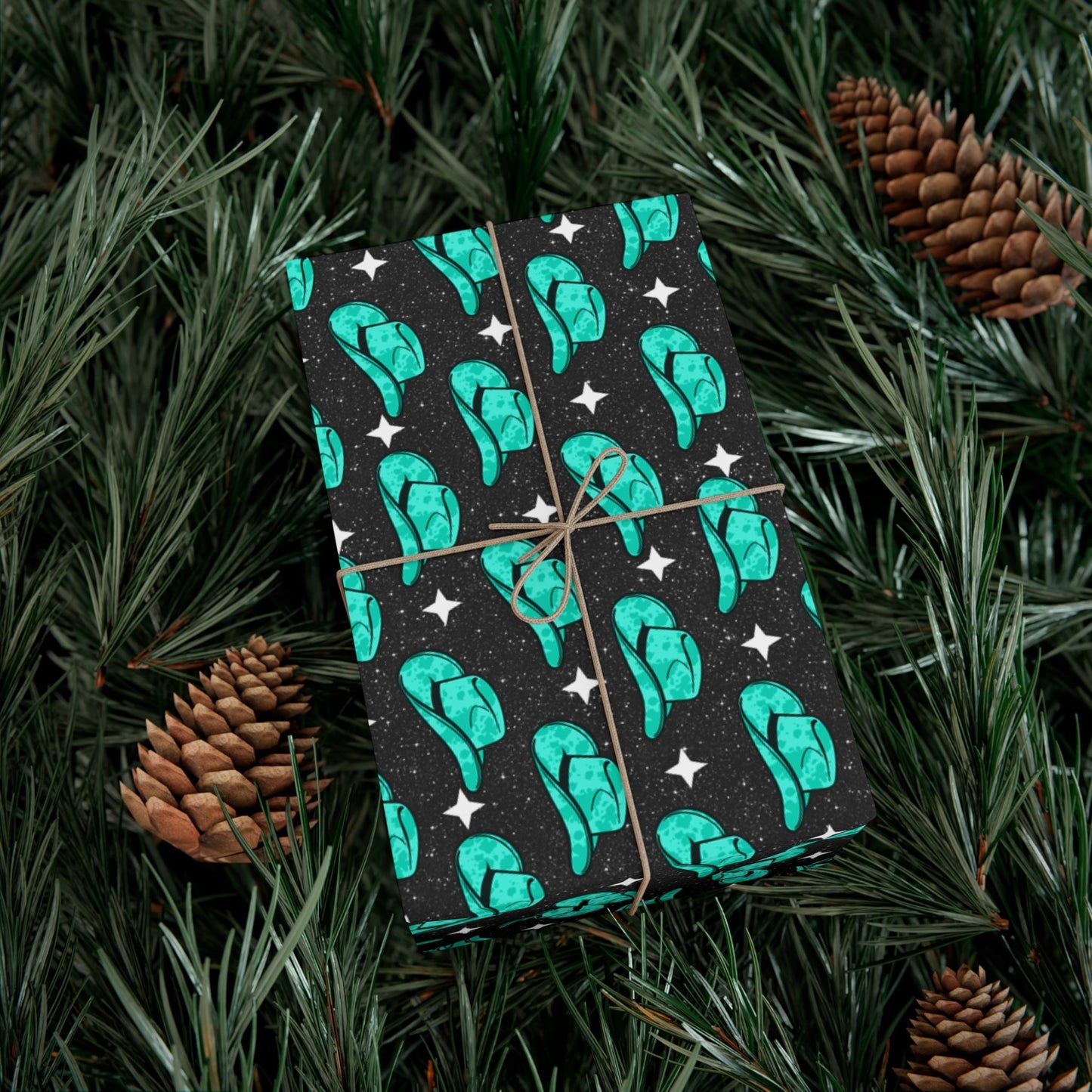 Western Cowboy Hat Sparkle Gift Wrap Paper - miles to shore