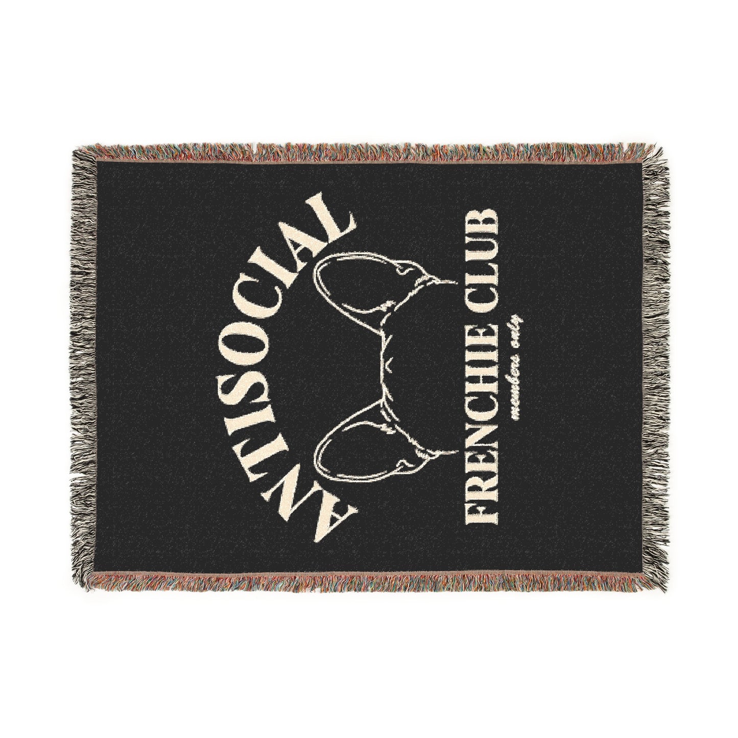 Antisocial Frenchie Club French Bulldog Ears Woven Blanket