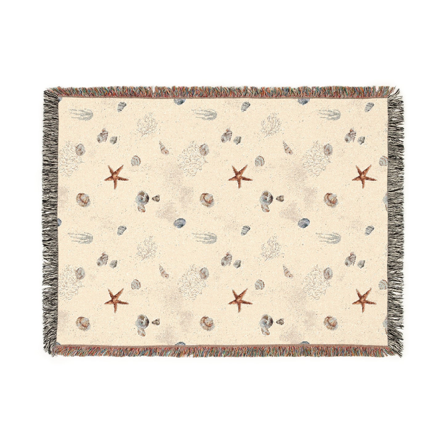 Sand Coral and Shells Woven Blanket - miles to shore