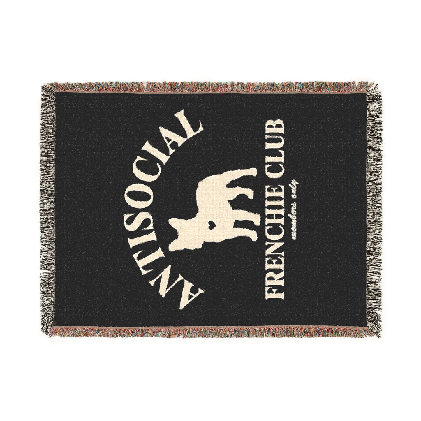 Antisocial Frenchie Club French Bulldog Woven Blanket