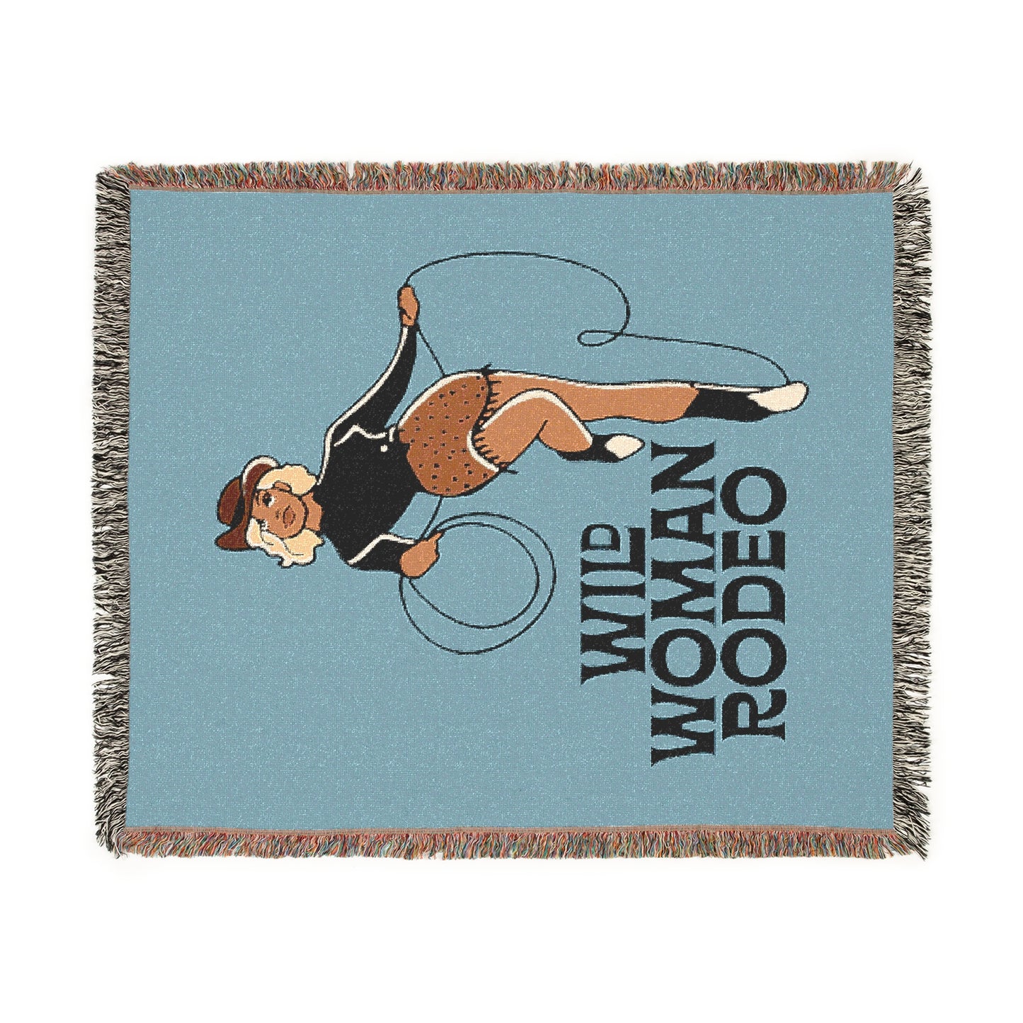 Wild Woman Rodeo Woven Blanket - Light Blue - miles to shore