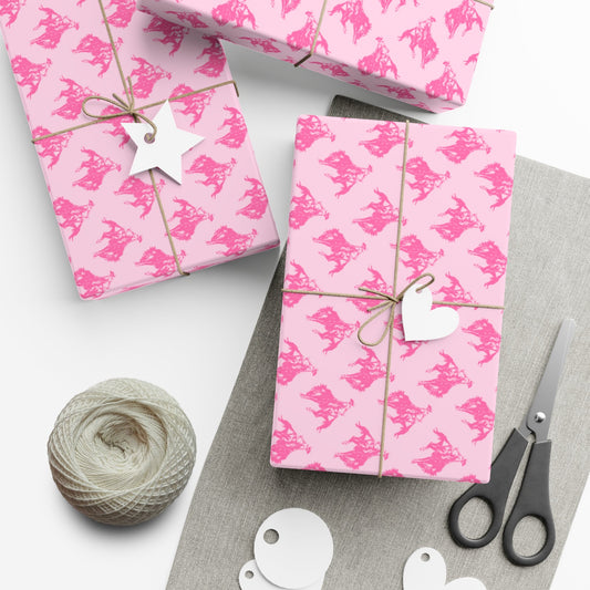 Pink Rodeo Cowboy Gift Wrap Paper - miles to shore