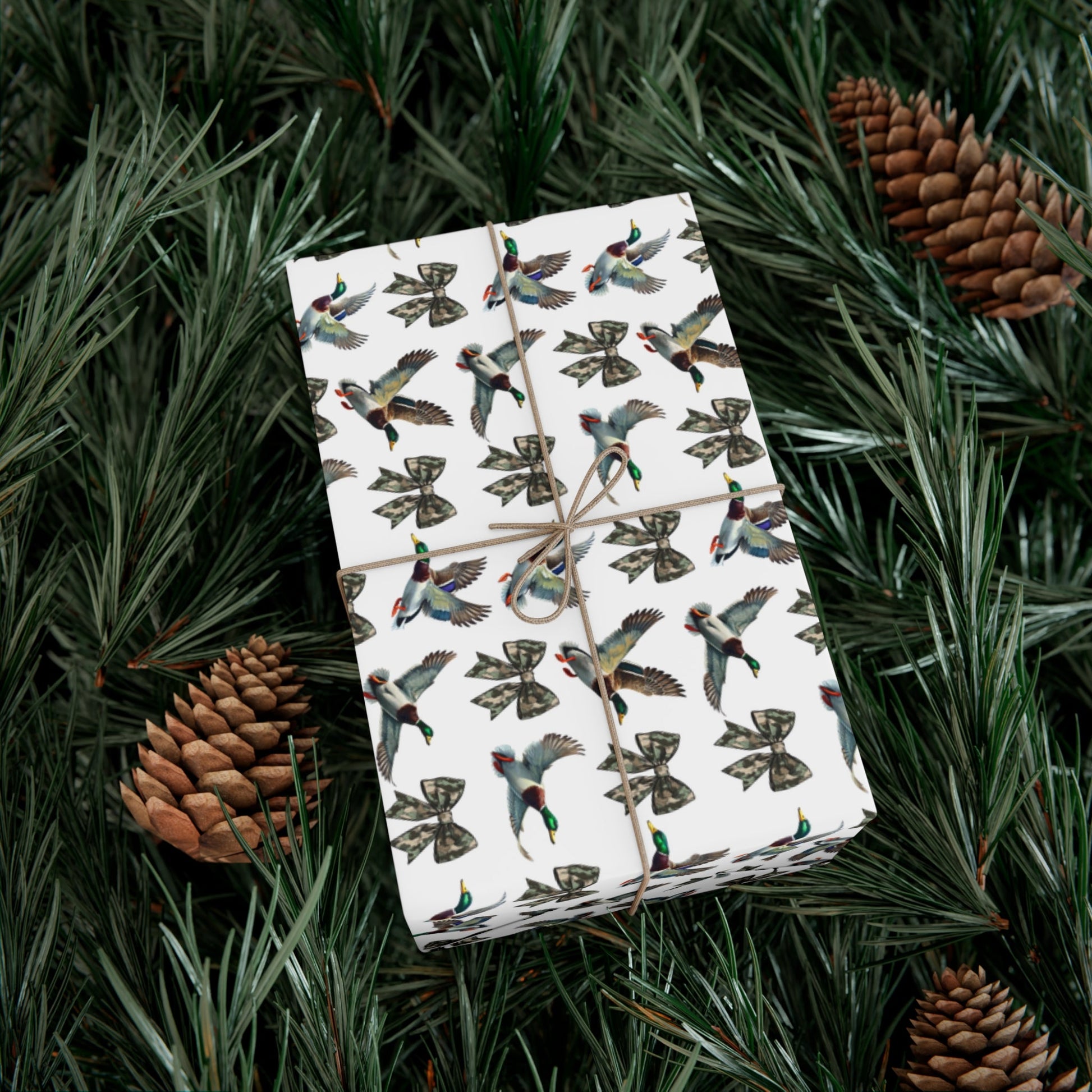 Mallard Duck and Camo Bows Gift Wrap Papers - miles to shore