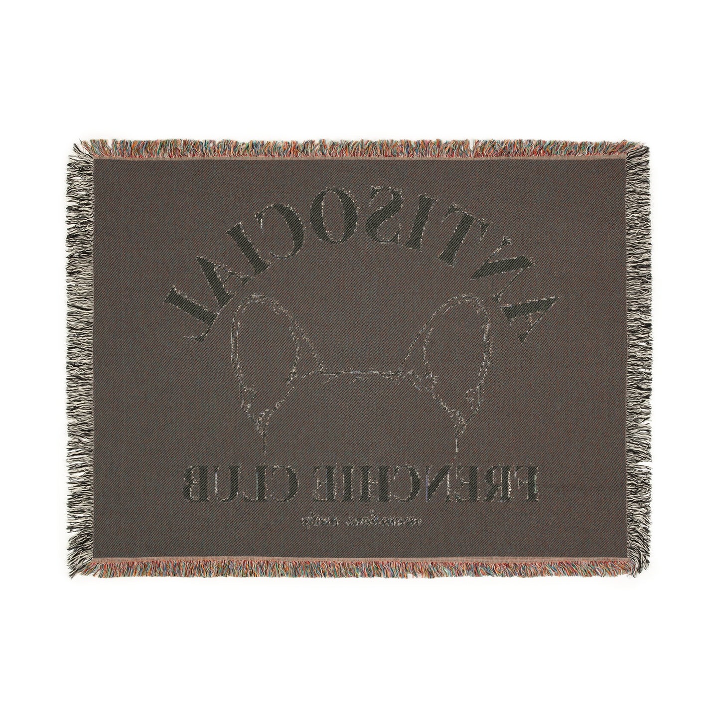 Antisocial Frenchie Club French Bulldog Ears Woven Blanket