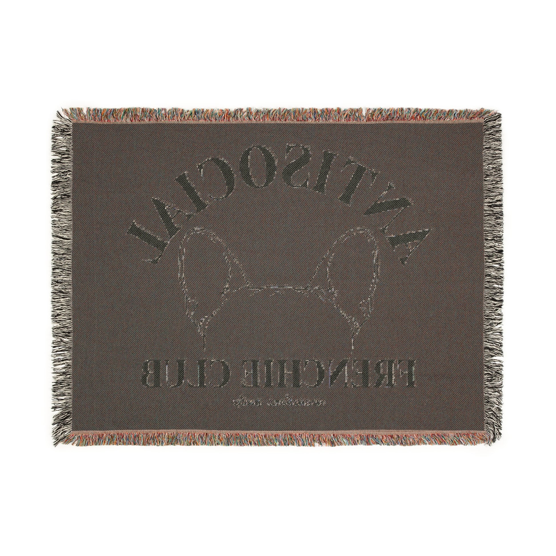 Antisocial Frenchie Club French Bulldog Ears Woven Blanket - miles to shore