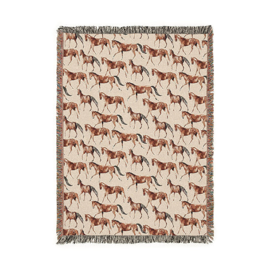 Horses Woven Blanket - miles to shore