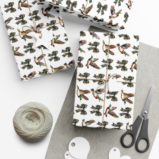 Mallard Duck and Camo Bows Gift Wrap Papers - miles to shore