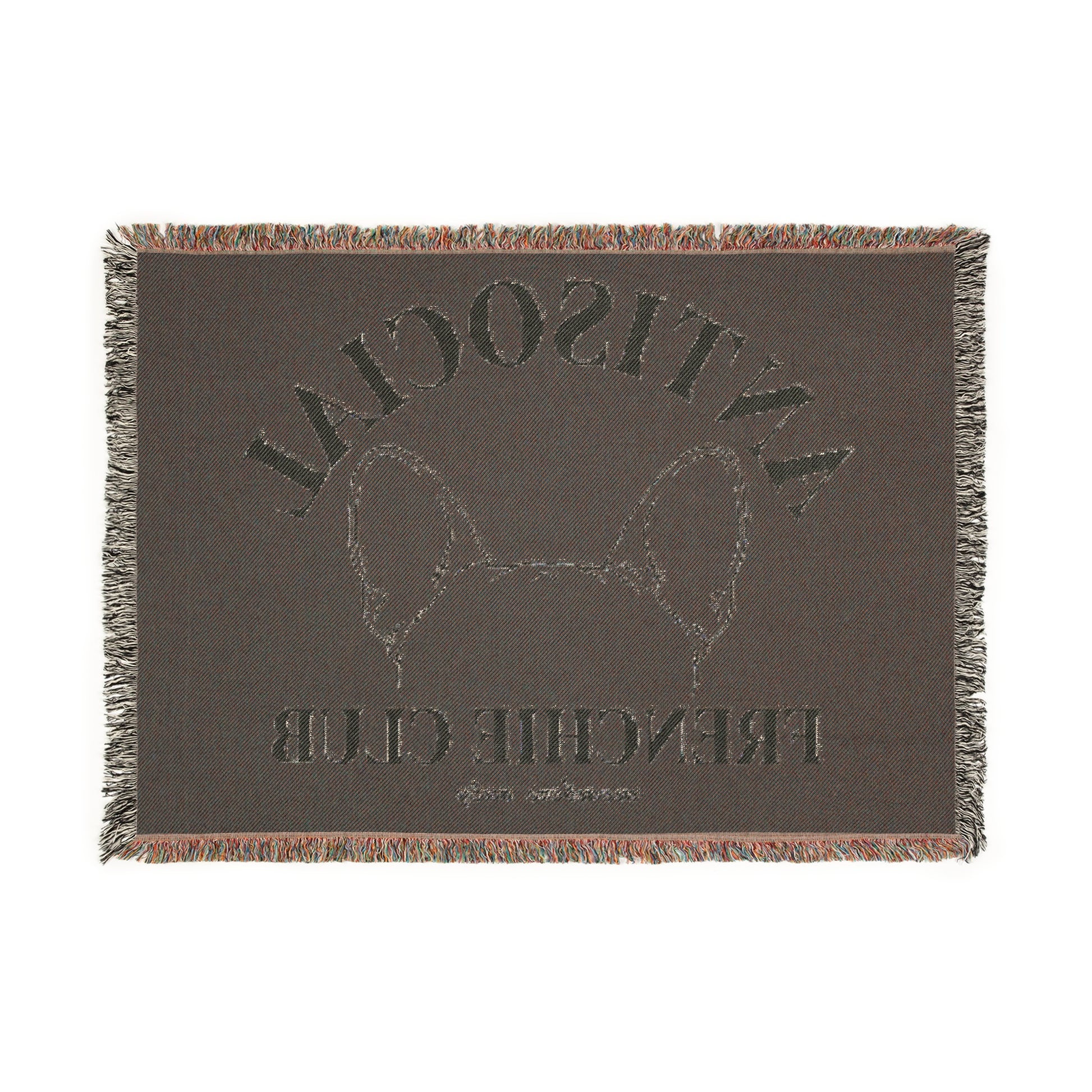 Antisocial Frenchie Club French Bulldog Ears Woven Blanket - miles to shore