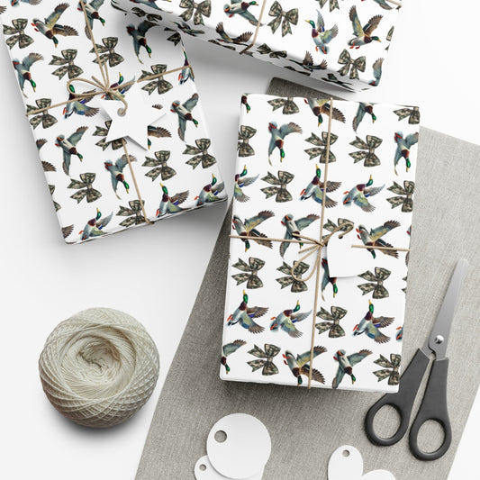 Mallard Duck and Camo Bows Gift Wrap Papers - miles to shore