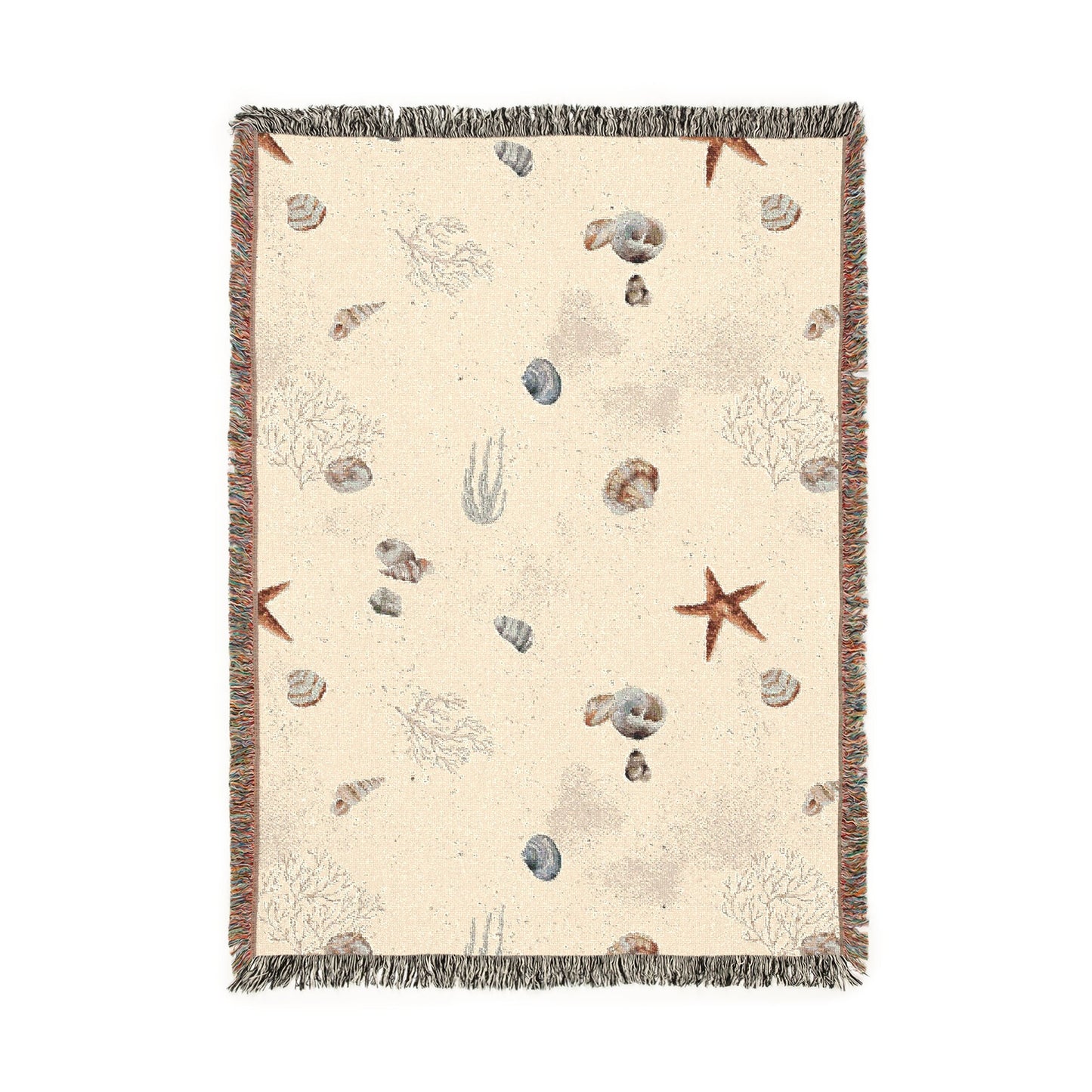 Sand Coral and Shells Woven Blanket - miles to shore