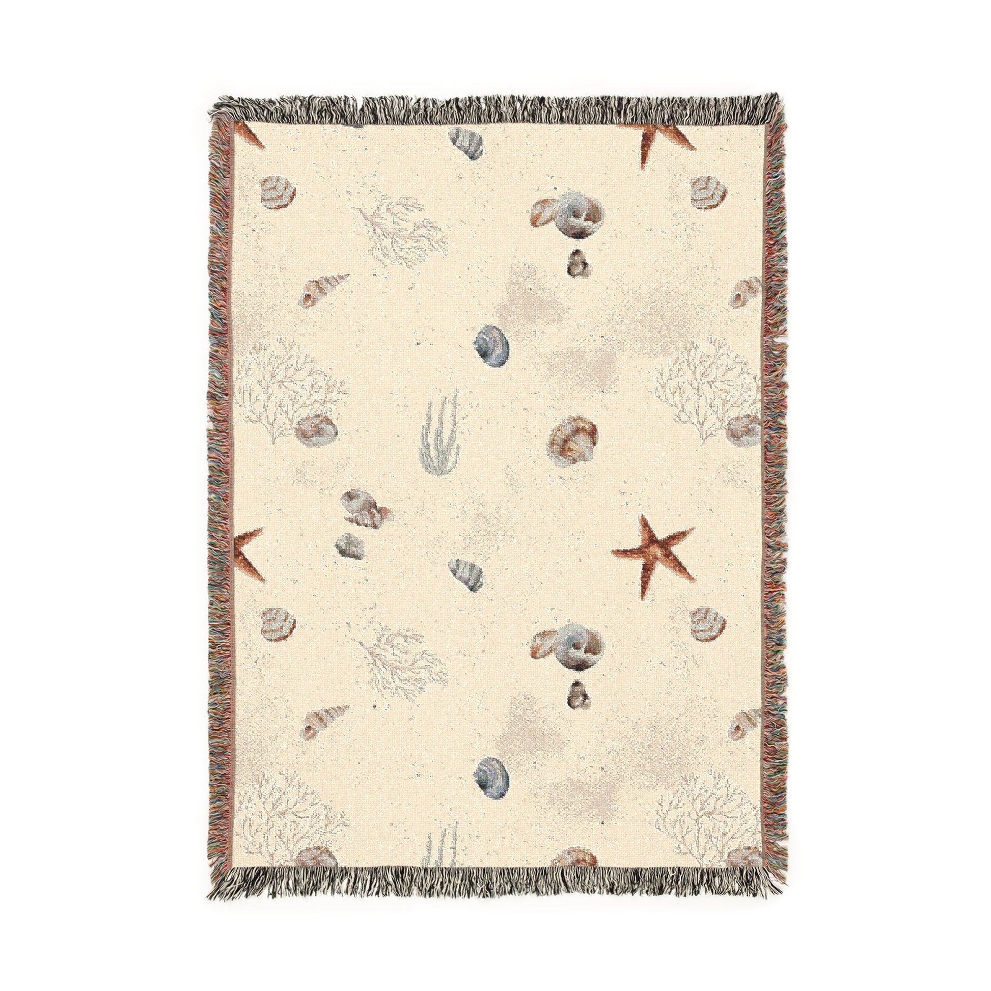 Sand Coral and Shells Woven Blanket - miles to shore