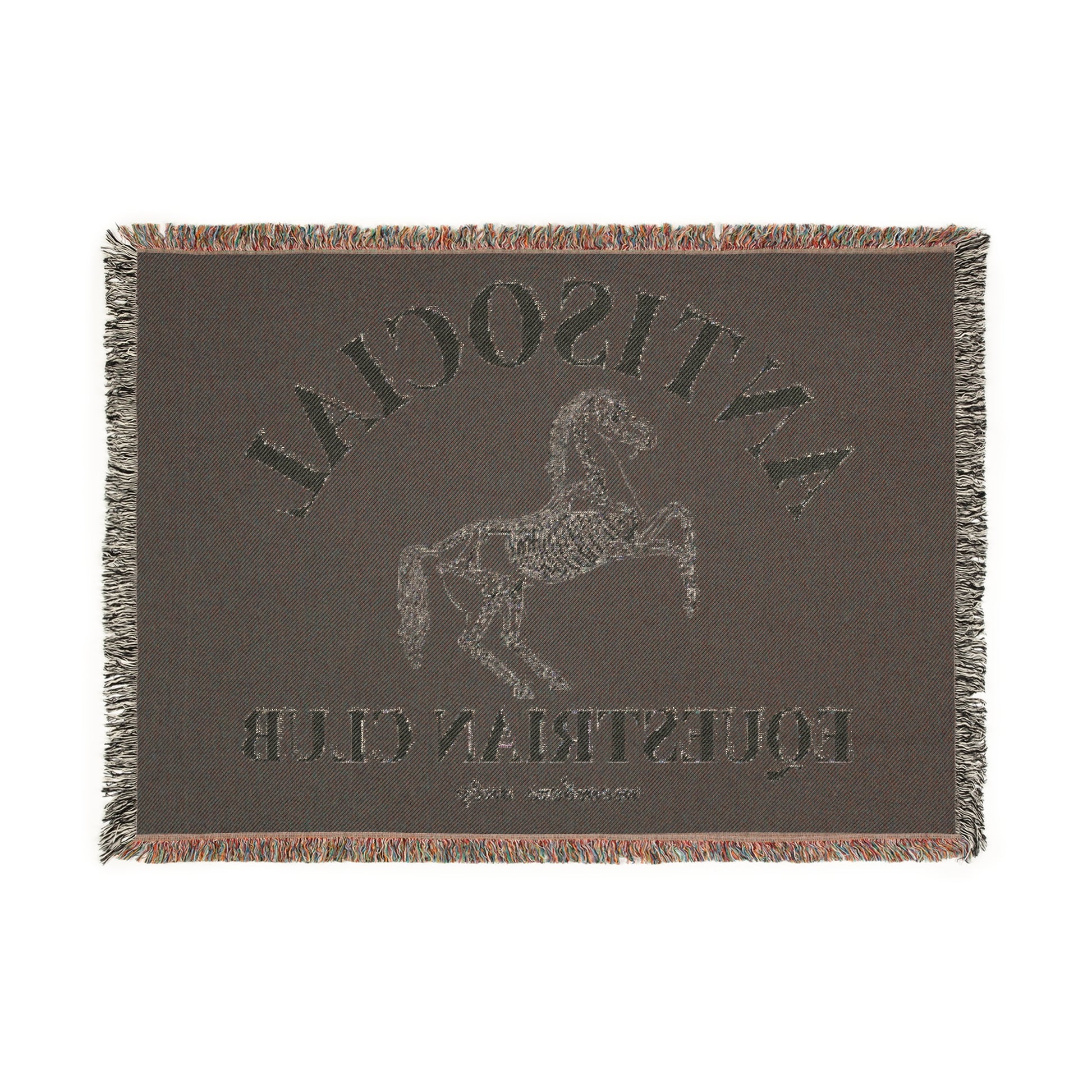 Antisocial Equestrian Club Skeleton Horse Woven Blanket - miles to shore