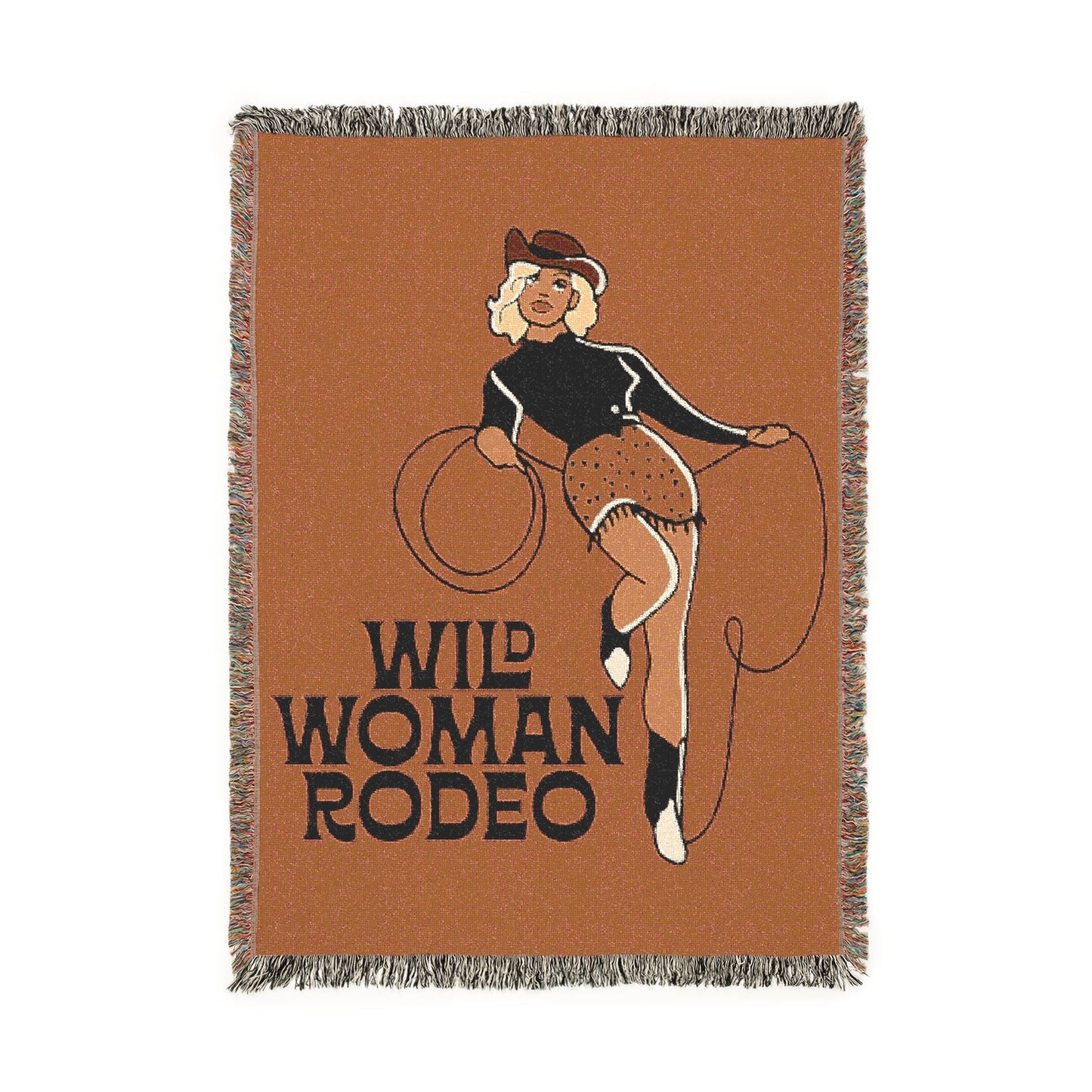 Wild Woman Rodeo Woven Blanket - Orange - miles to shore