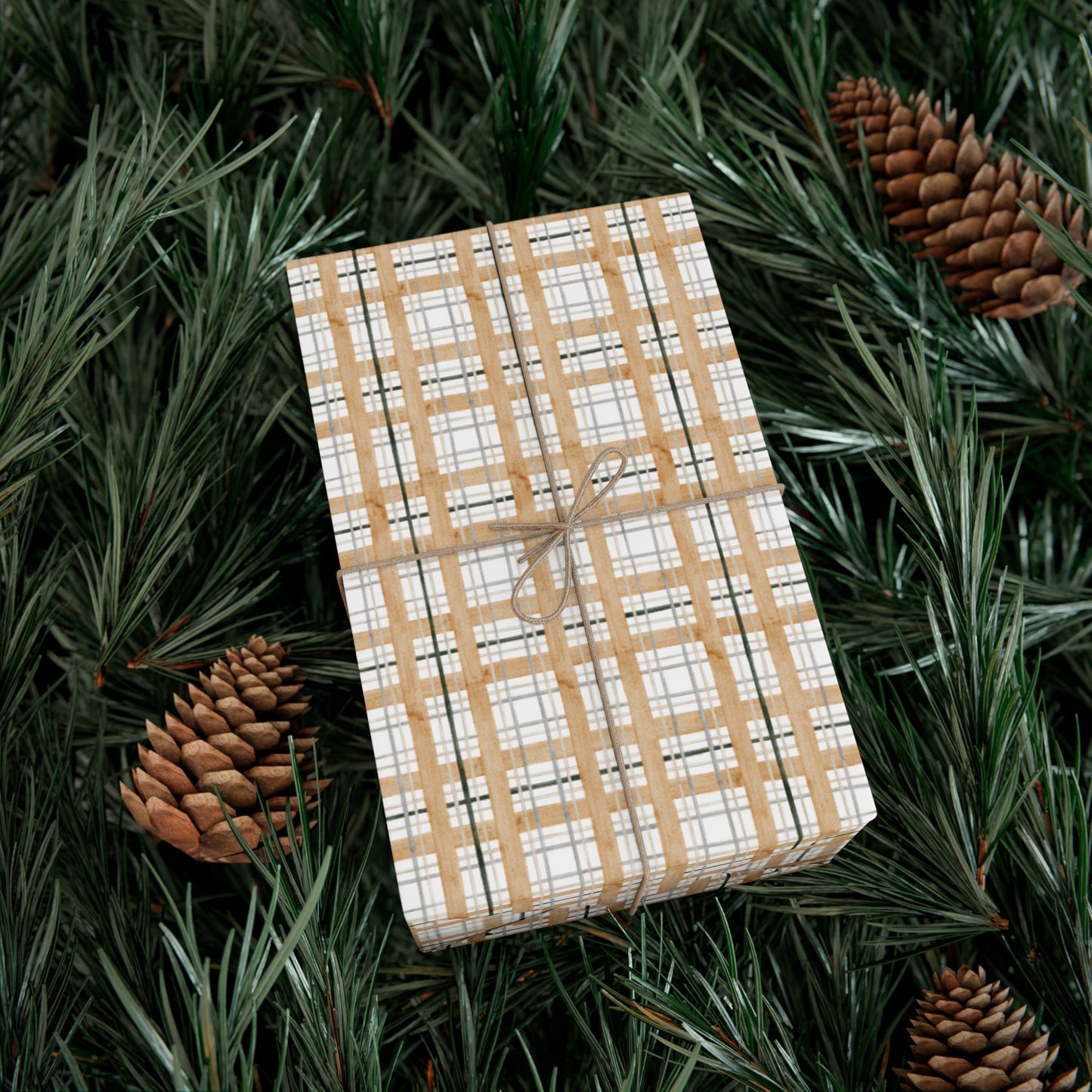 Beige Plaid Gift Wrap Papers - miles to shore