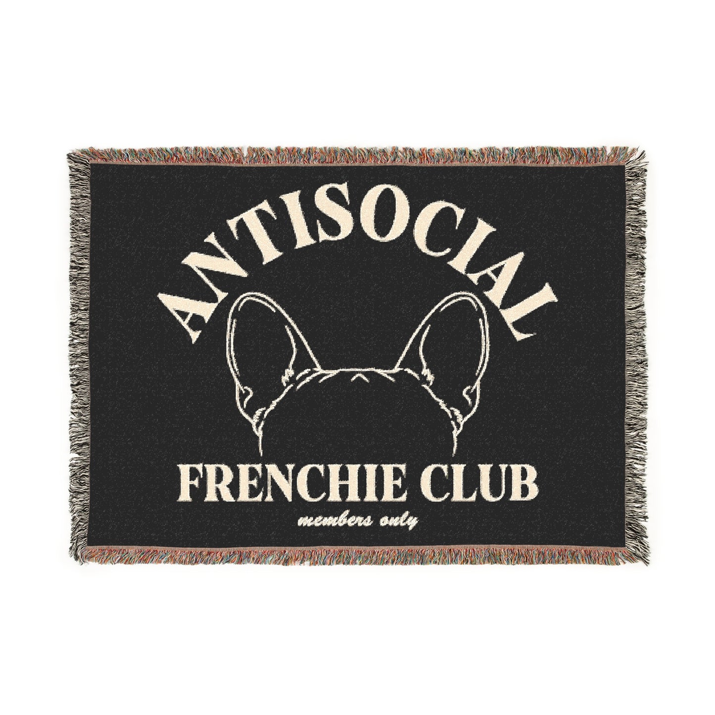 Antisocial Frenchie Club French Bulldog Ears Woven Blanket