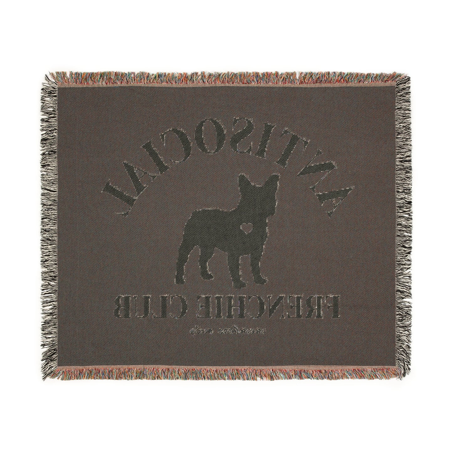 Antisocial Frenchie Club French Bulldog Woven Blanket