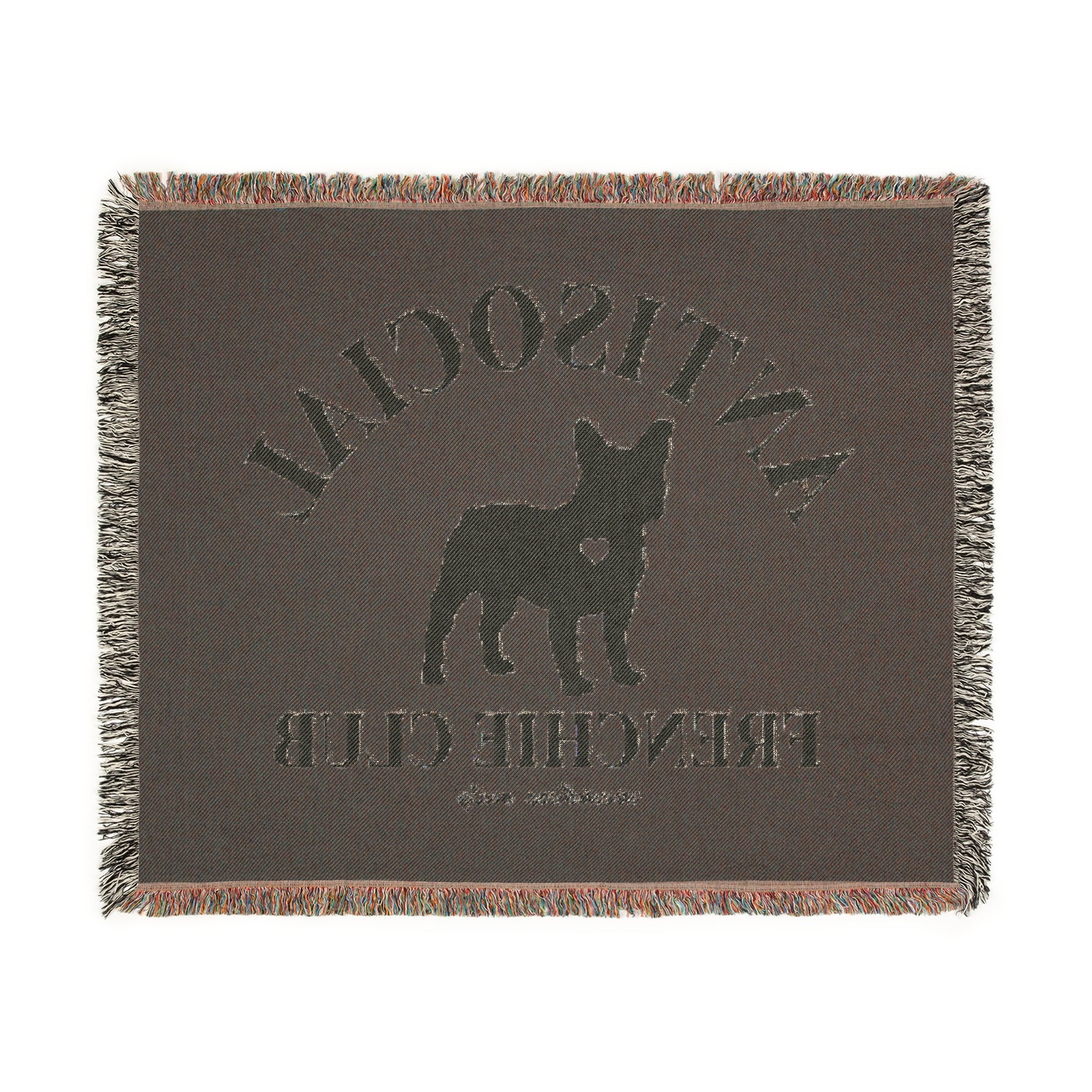 Antisocial Frenchie Club French Bulldog Woven Blanket - miles to shore