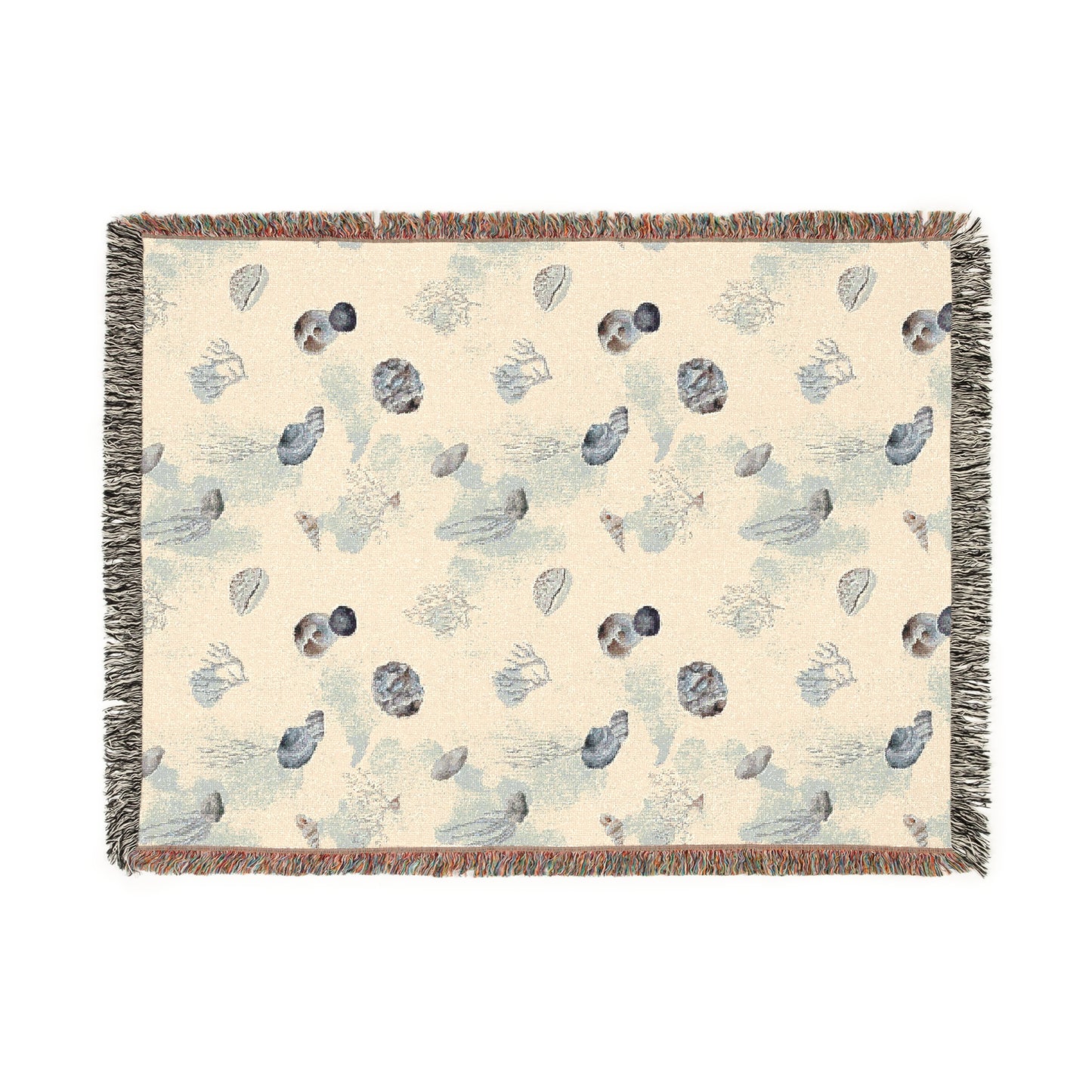 Water Coral and Shells Woven Blanket - miles to shore