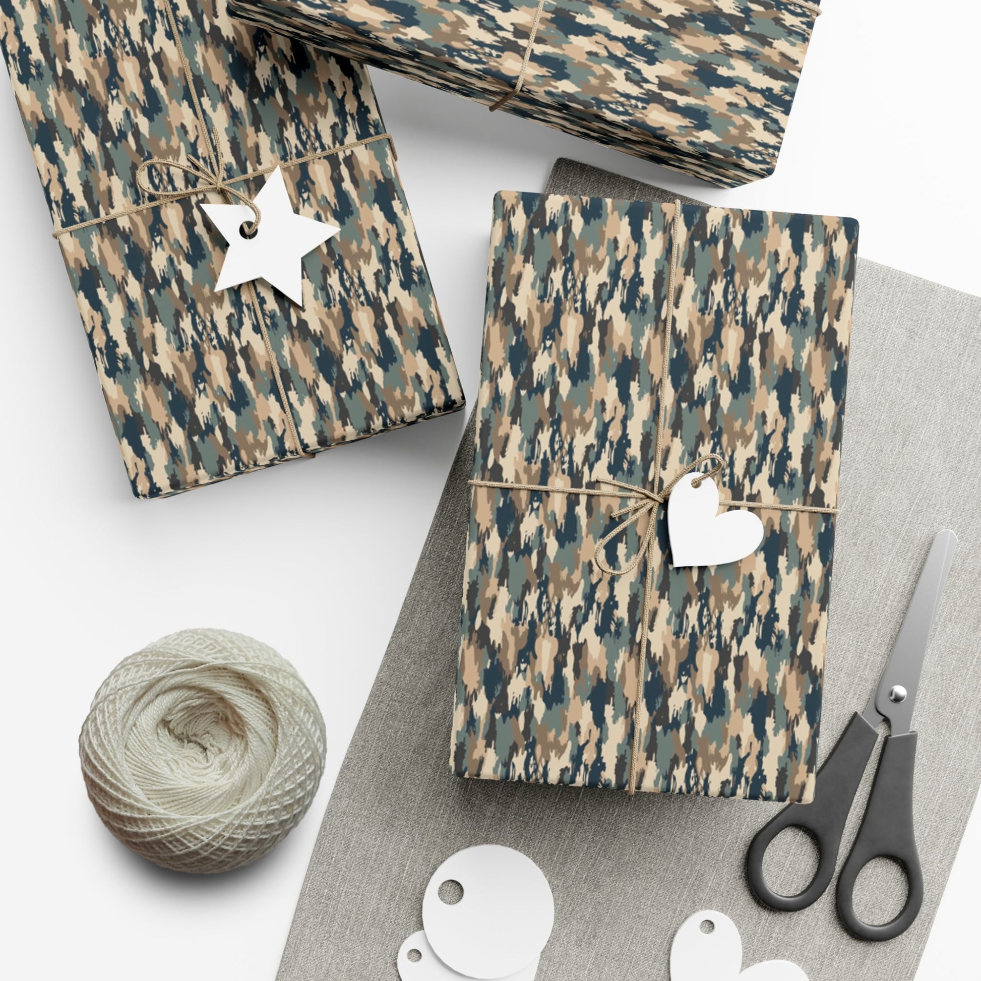 Brown Green Black Smudge Military Camo Gift Wrap Paper - miles to shore