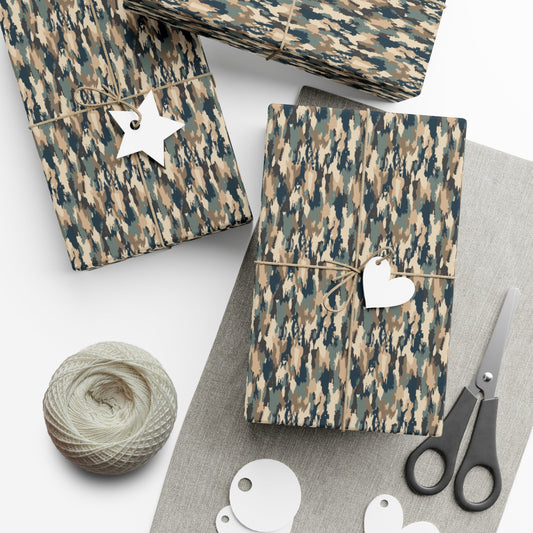 Brown Green Black Smudge Military Camo Gift Wrap Paper - miles to shore
