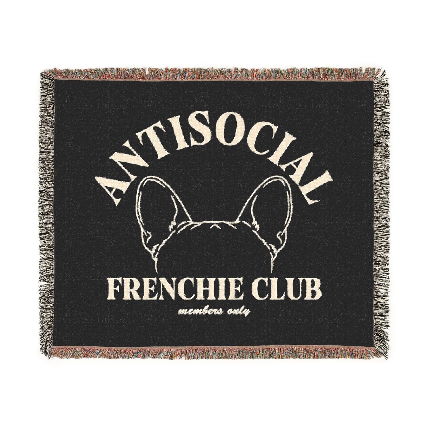 Antisocial Frenchie Club French Bulldog Ears Woven Blanket