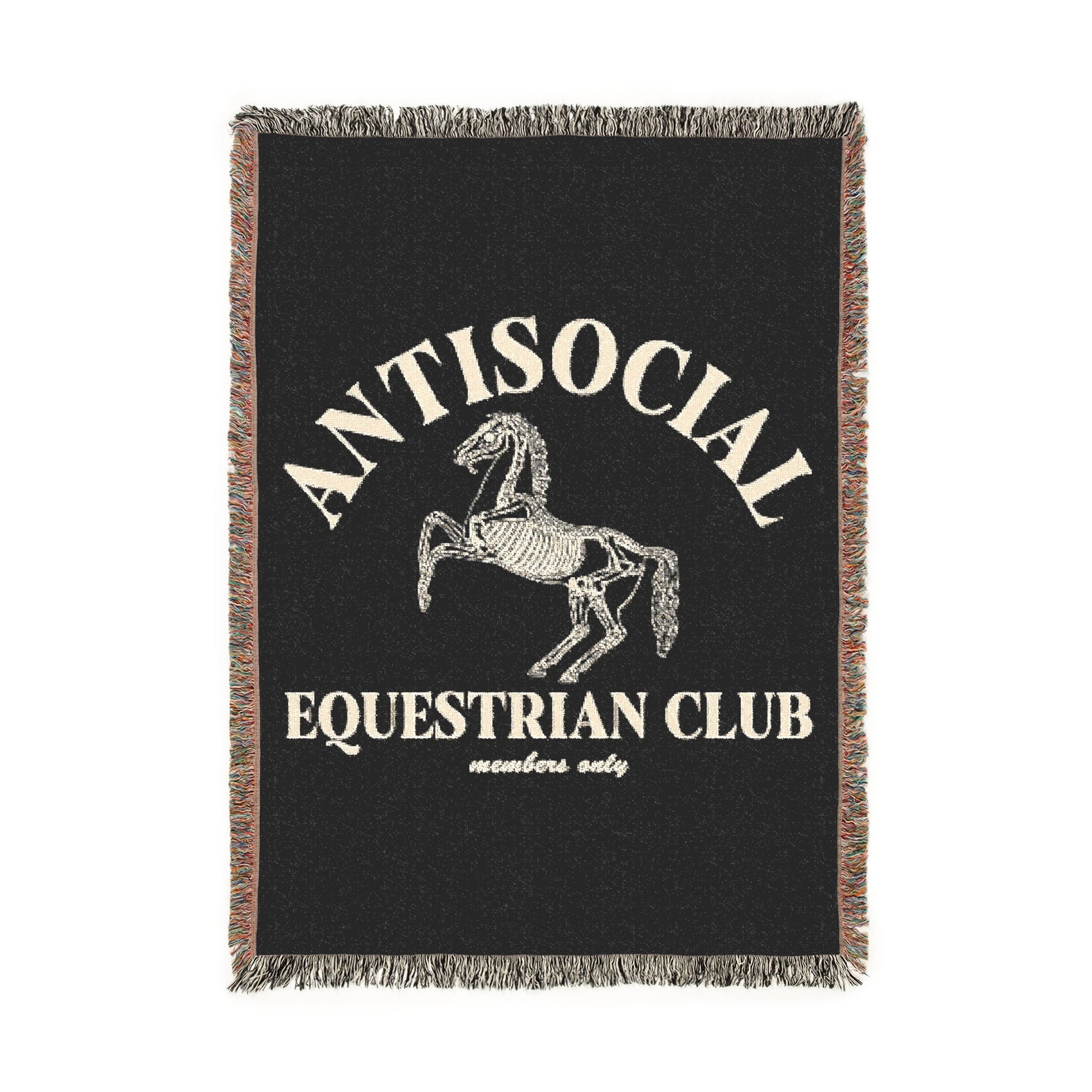 Antisocial Equestrian Club Skeleton Horse Woven Blanket - miles to shore
