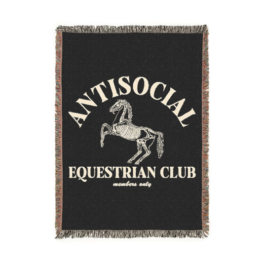Antisocial Equestrian Club Skeleton Horse Woven Blanket - miles to shore