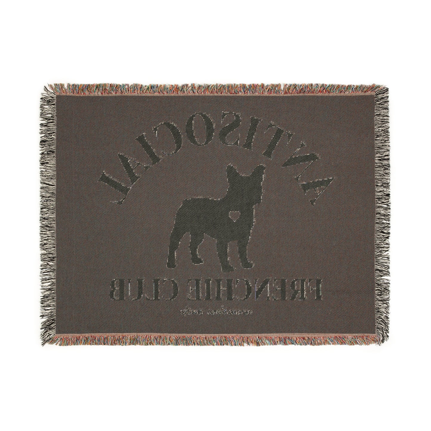 Antisocial Frenchie Club French Bulldog Woven Blanket