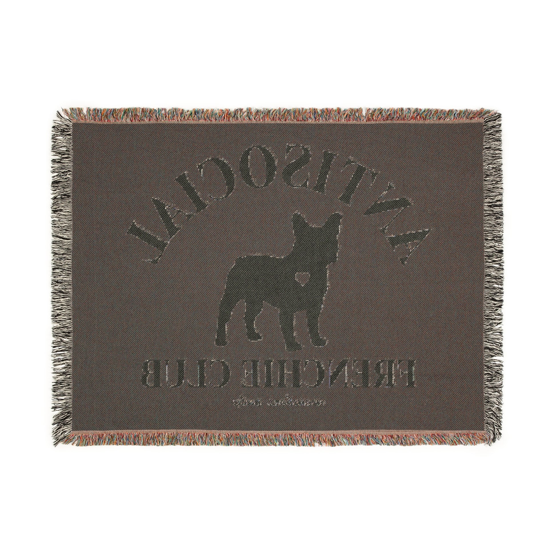 Antisocial Frenchie Club French Bulldog Woven Blanket - miles to shore