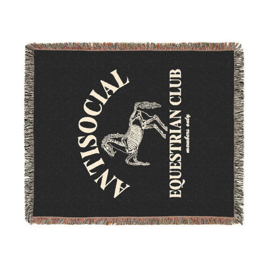 Antisocial Equestrian Club Skeleton Horse Woven Blanket - miles to shore
