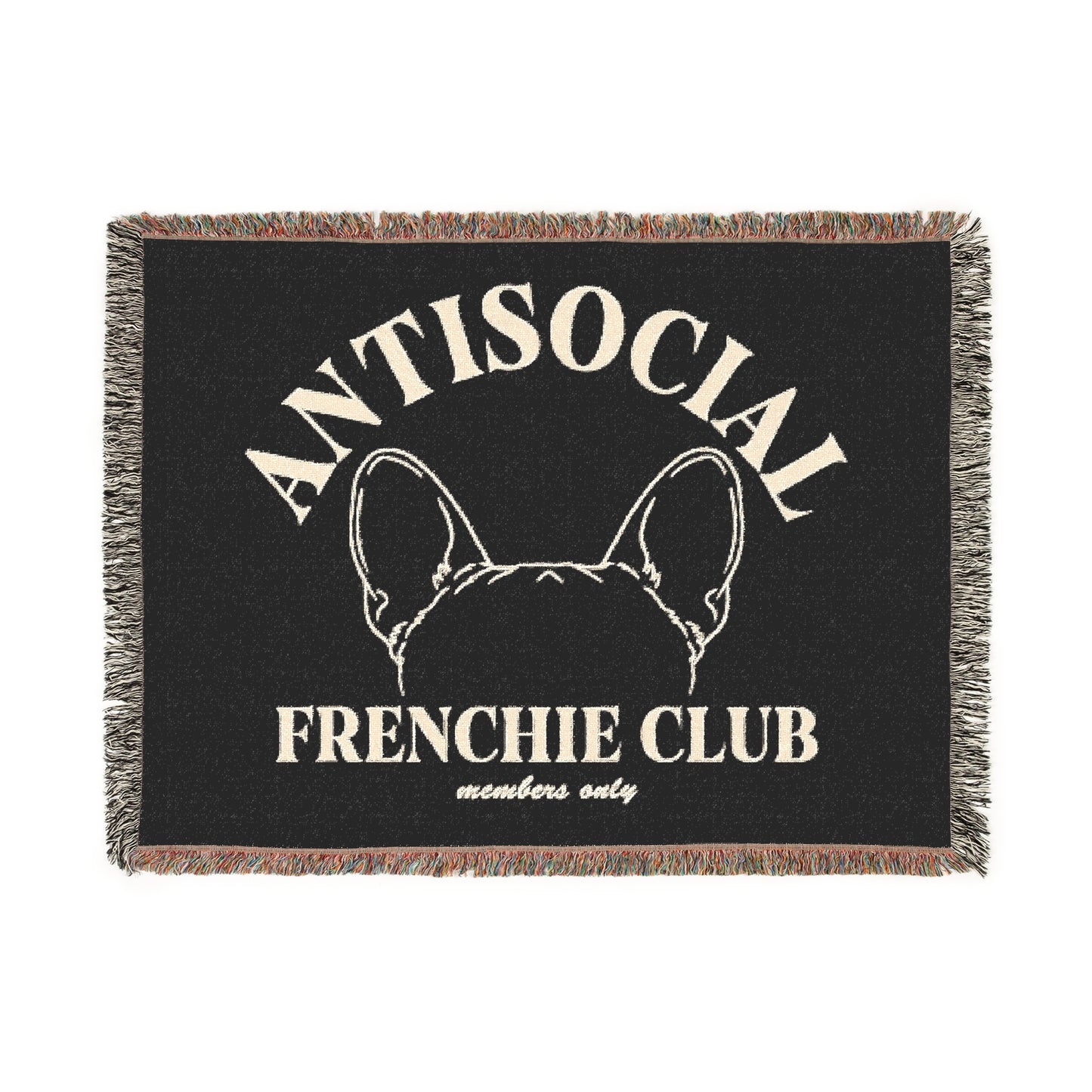 Antisocial Frenchie Club French Bulldog Ears Woven Blanket
