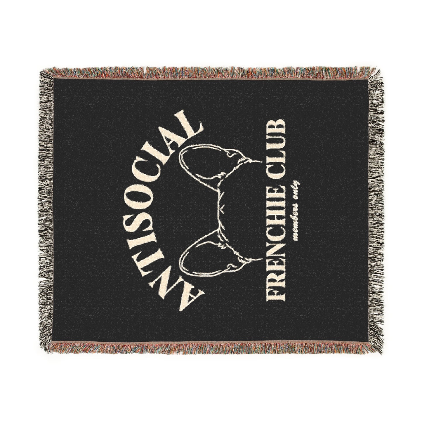 Antisocial Frenchie Club French Bulldog Ears Woven Blanket
