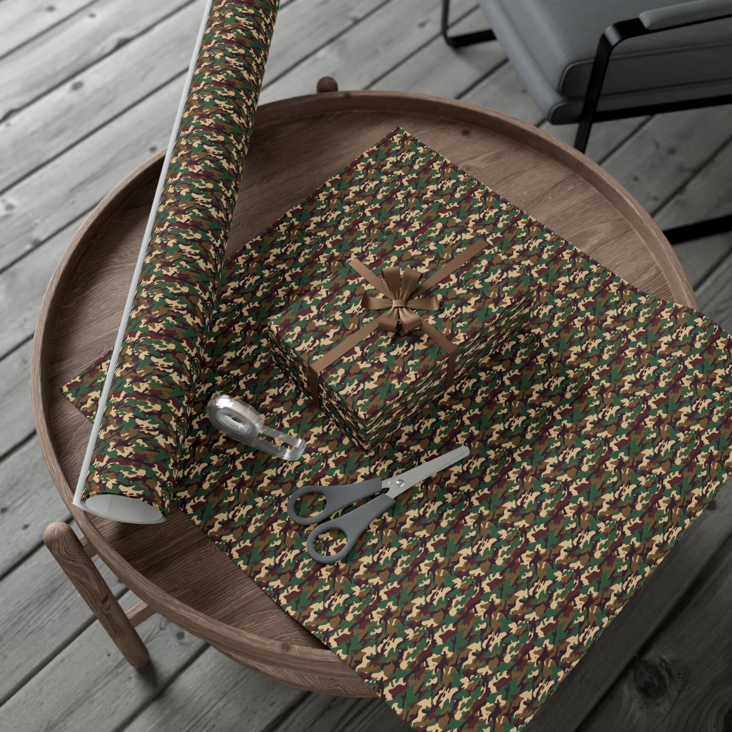 Brown Green Black Military Camo Gift Wrap Paper - miles to shore