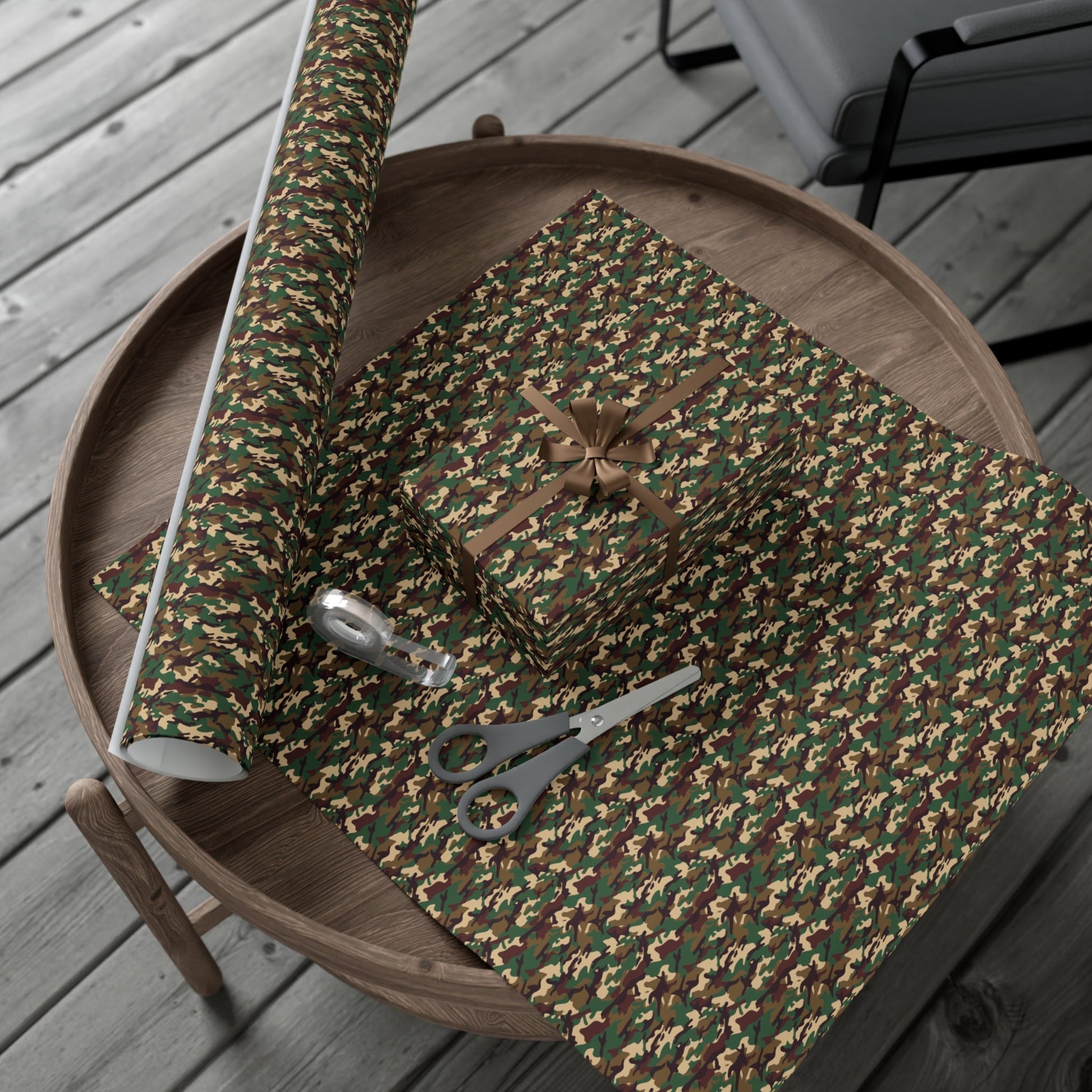 Brown Green Black Military Camo Gift Wrap Paper - miles to shore