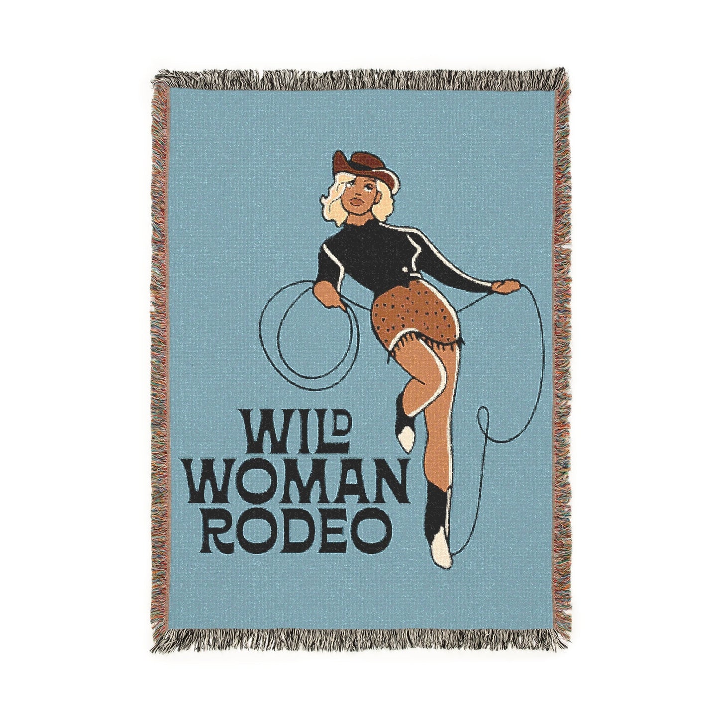 Wild Woman Rodeo Woven Blanket - Light Blue - miles to shore