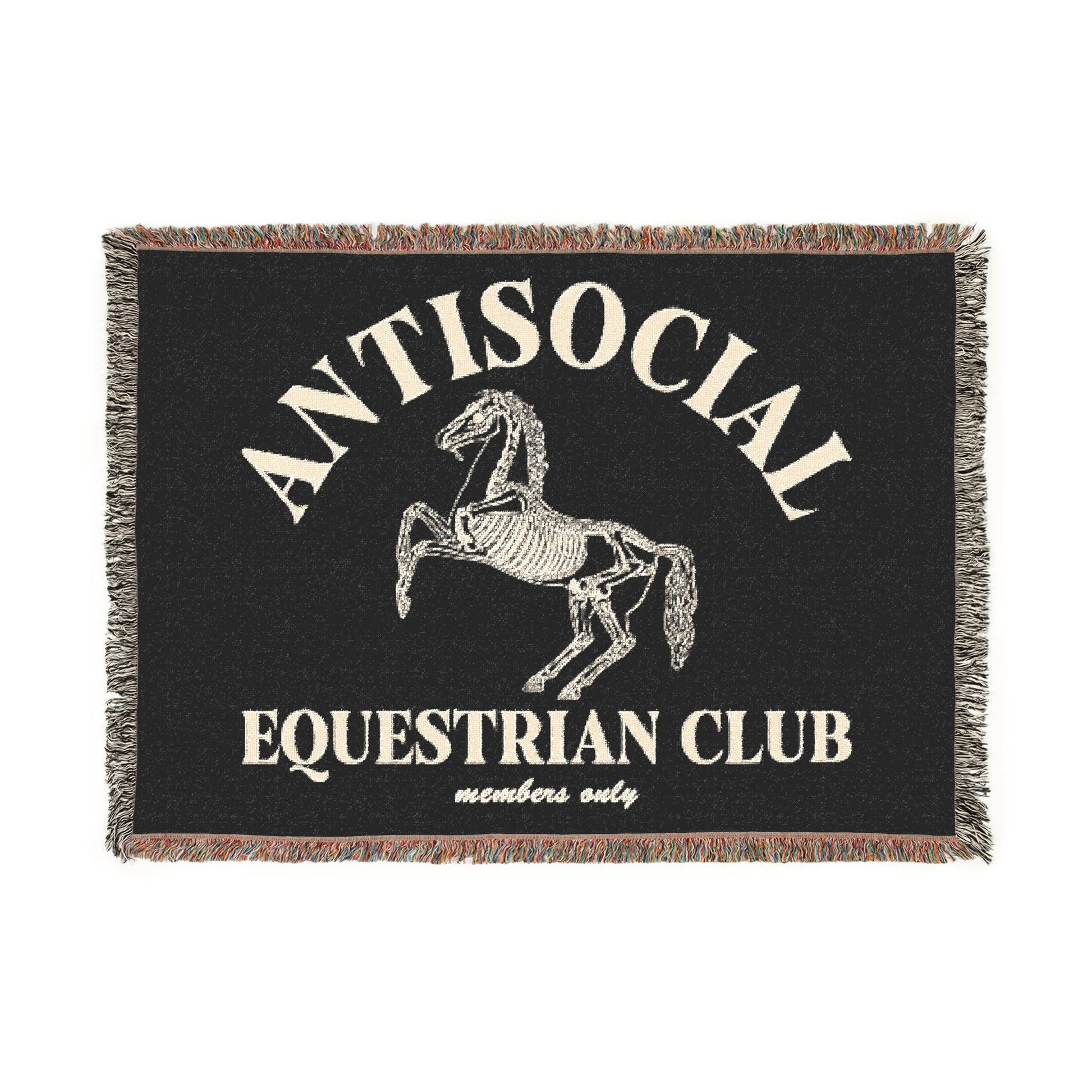 Antisocial Equestrian Club Skeleton Horse Woven Blanket - miles to shore