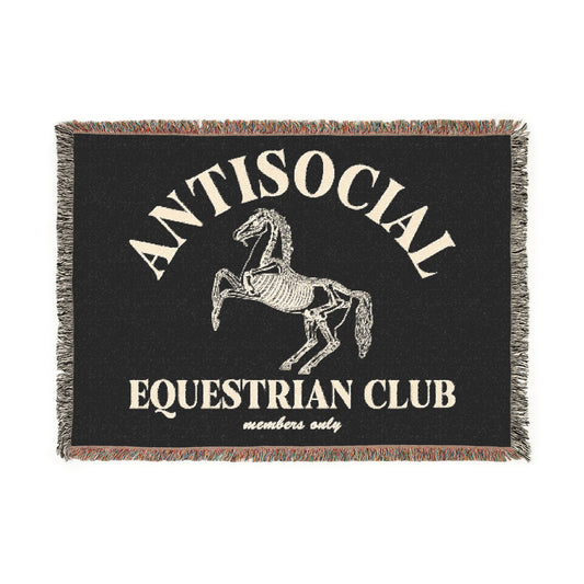 Antisocial Equestrian Club Skeleton Horse Woven Blanket - miles to shore