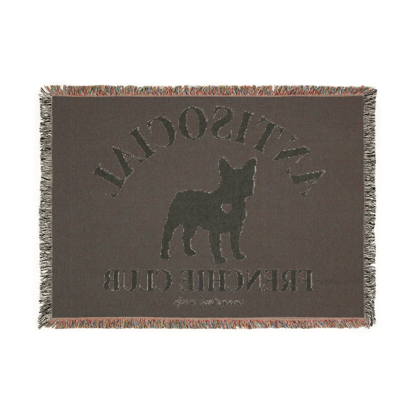 Antisocial Frenchie Club French Bulldog Woven Blanket