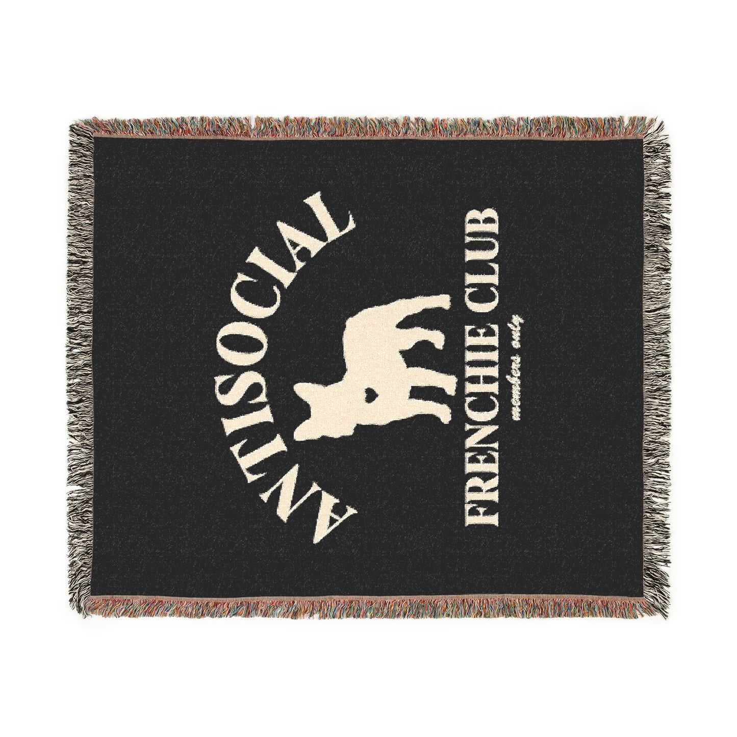Antisocial Frenchie Club French Bulldog Woven Blanket