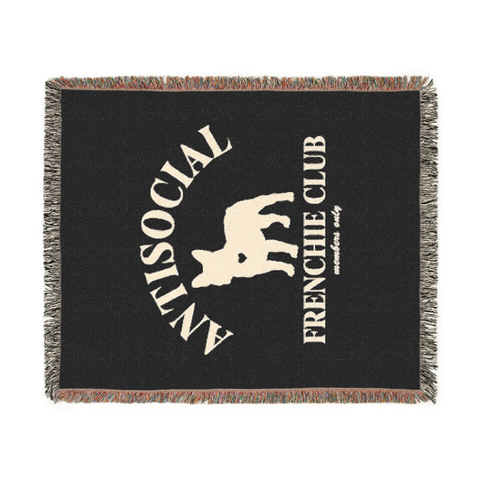 Antisocial Frenchie Club French Bulldog Woven Blanket - miles to shore