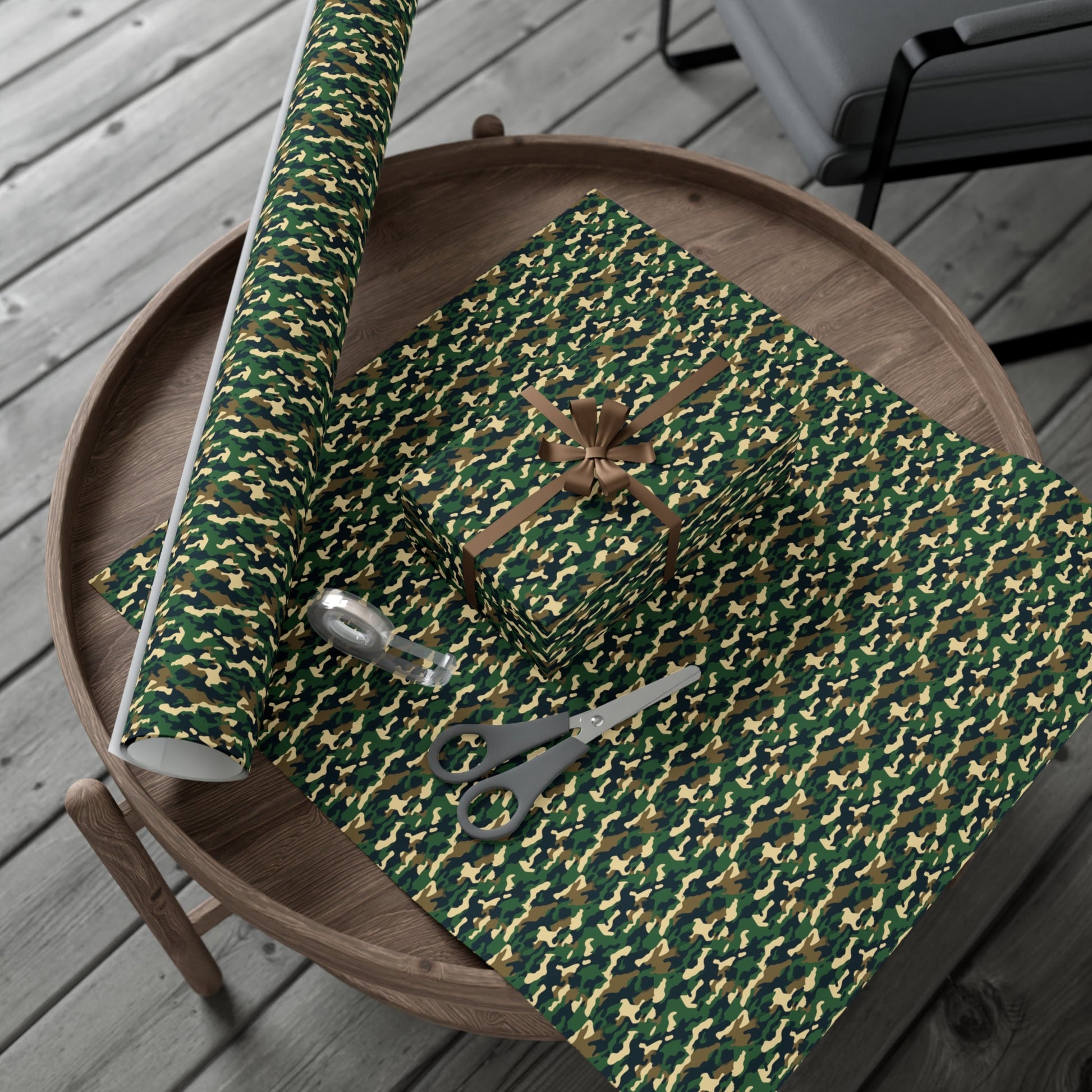 Brown Green Black Military Camo Gift Wrap Paper - miles to shore