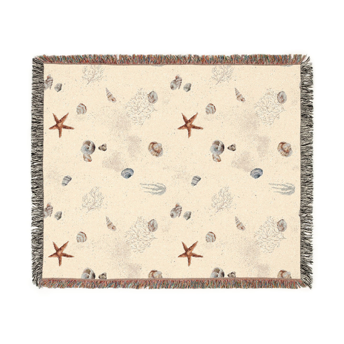Sand Coral and Shells Woven Blanket - miles to shore