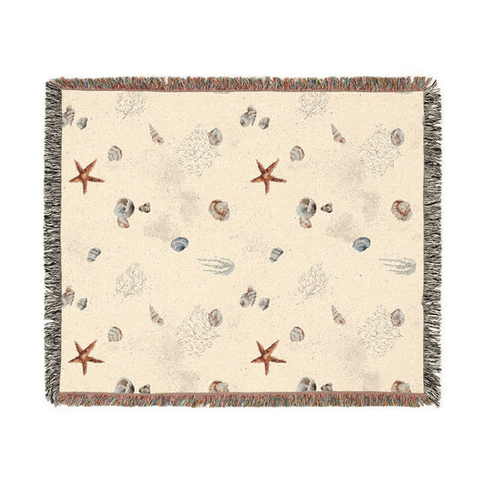 Sand Coral and Shells Woven Blanket - miles to shore