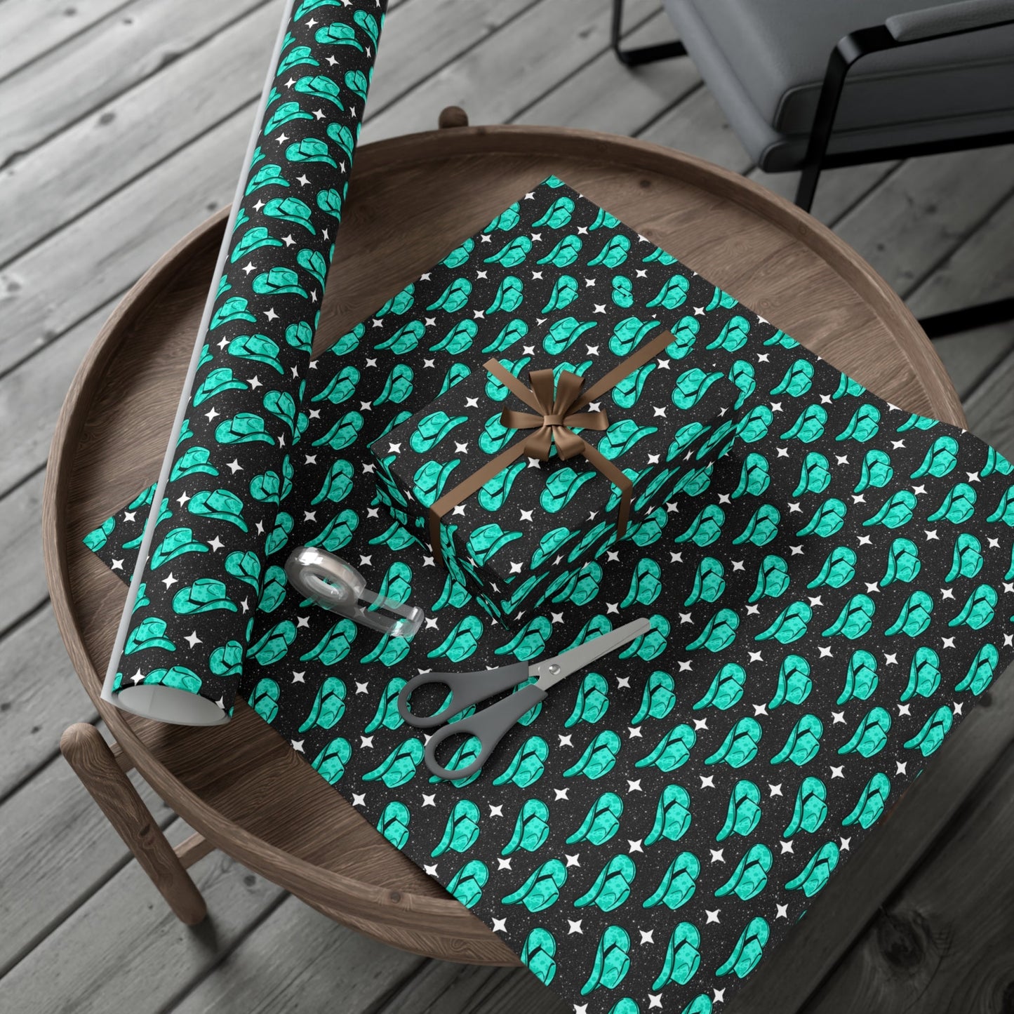 Western Cowboy Hat Sparkle Gift Wrap Paper - miles to shore