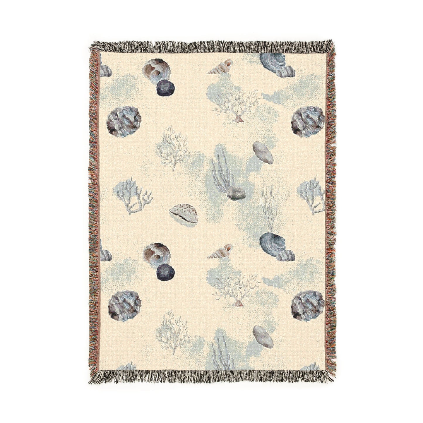 Water Coral and Shells Woven Blanket - miles to shore