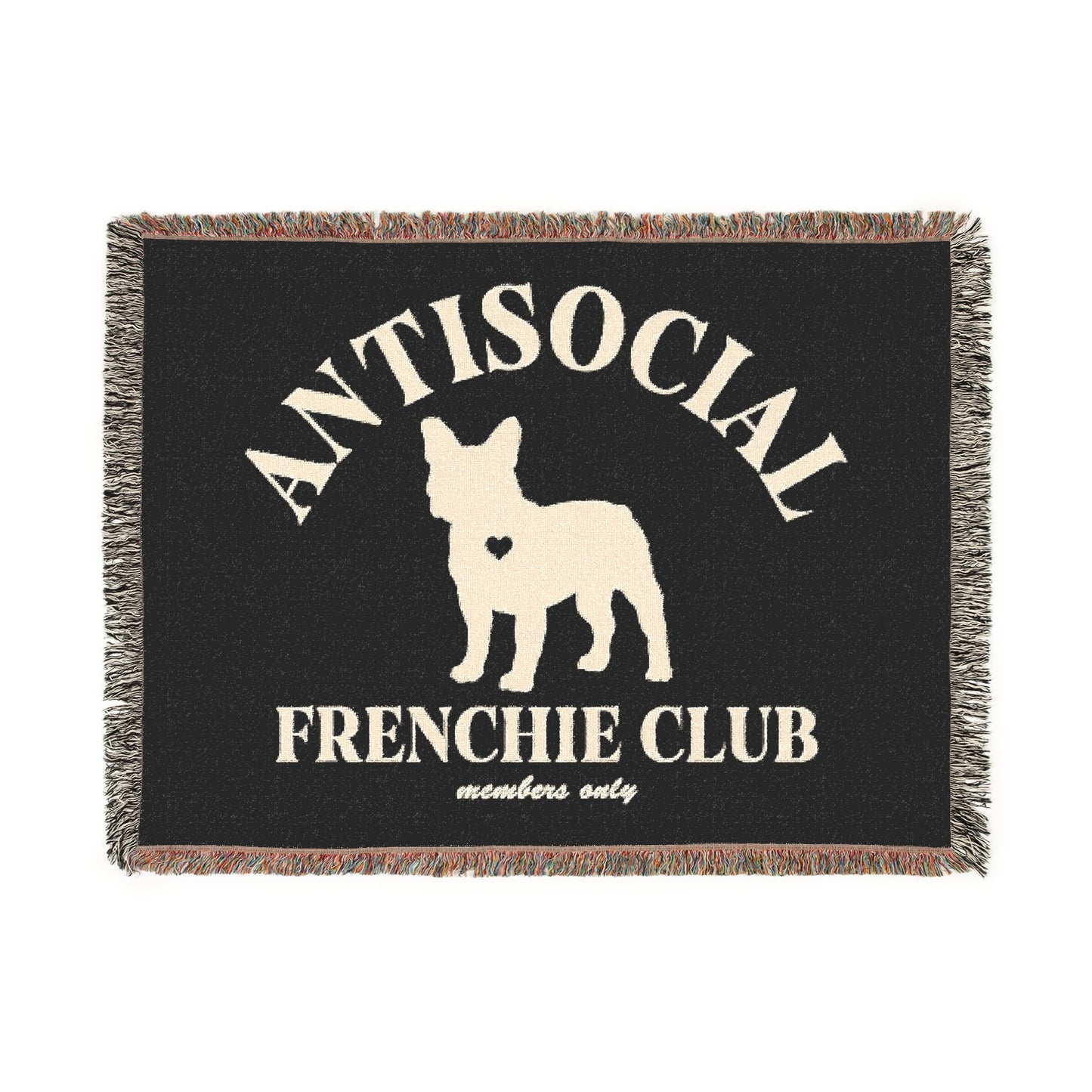 Antisocial Frenchie Club French Bulldog Woven Blanket