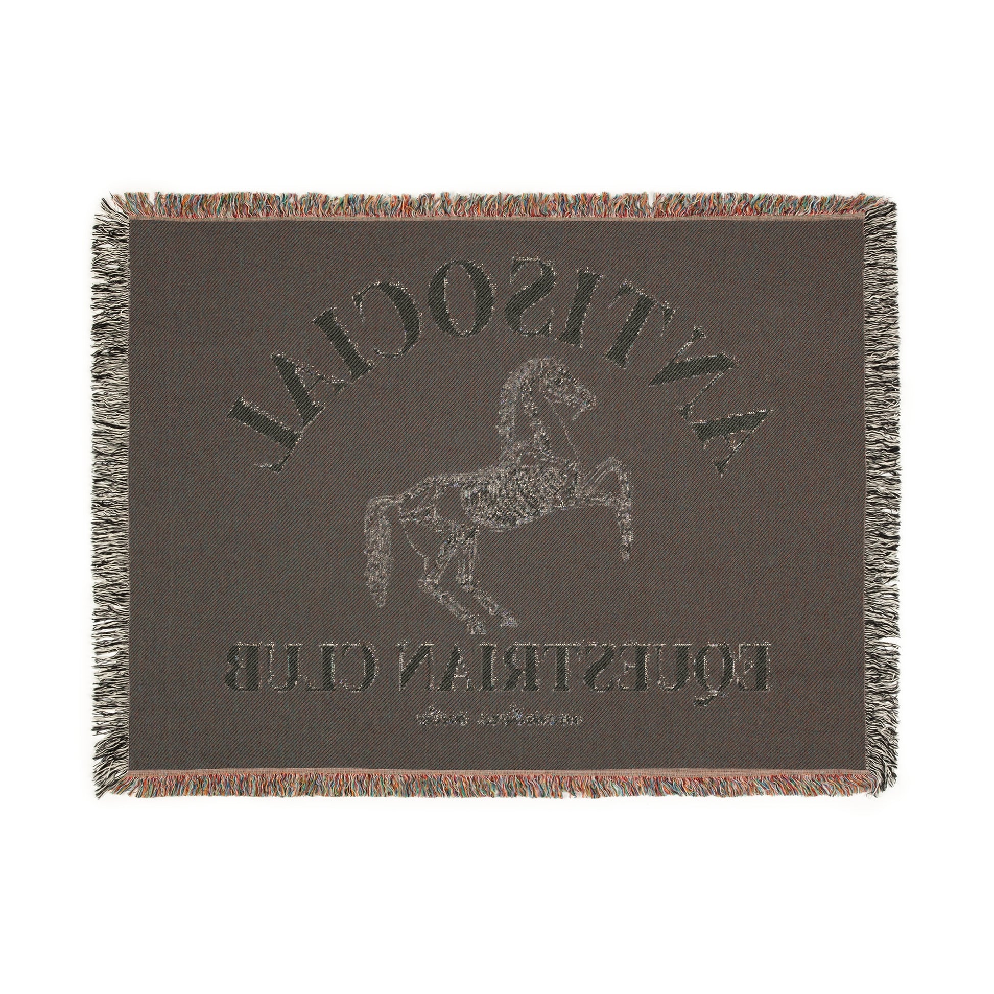Antisocial Equestrian Club Skeleton Horse Woven Blanket - miles to shore