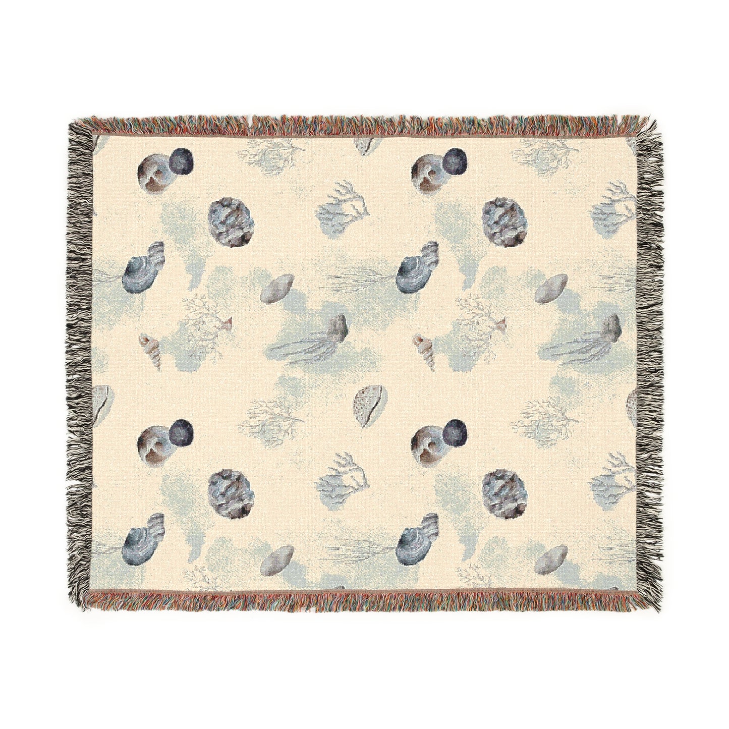 Water Coral and Shells Woven Blanket - miles to shore